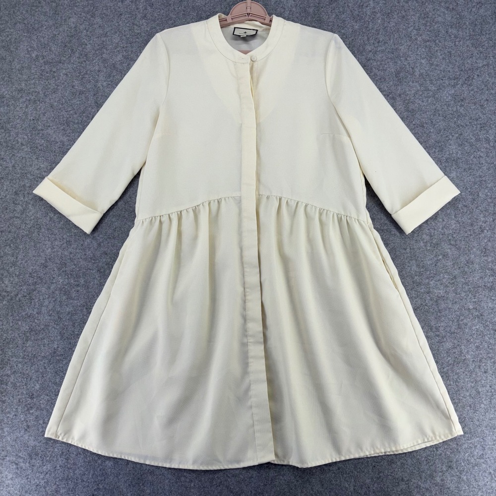 Tuckernuck Royal Shirt Dress Ivory Off White Drop Waist Mini Small